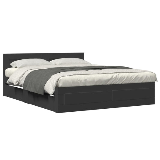 Bedframe met hoofdeinde zonder matras 160x200 cm zwart