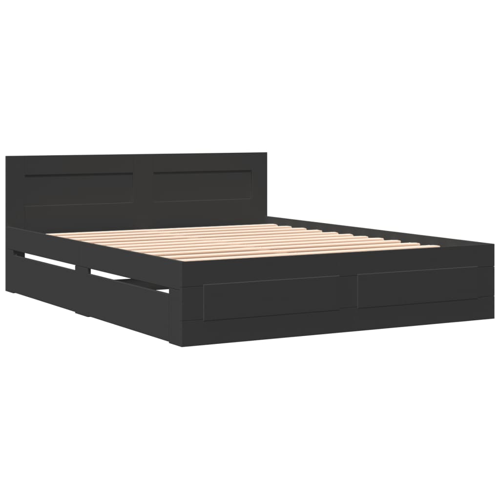 Bedframe met hoofdeinde zonder matras 160x200 cm zwart