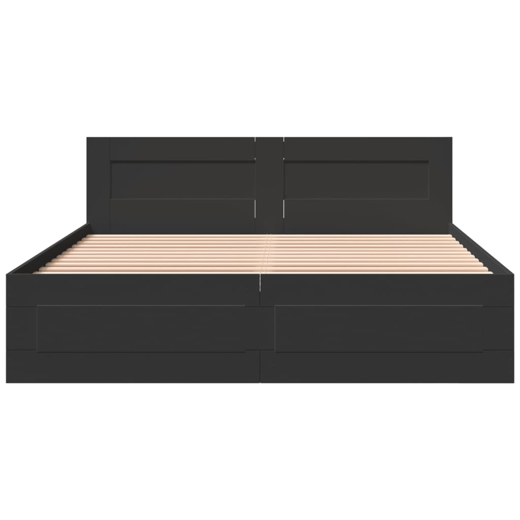 Bedframe met hoofdeinde zonder matras 160x200 cm zwart
