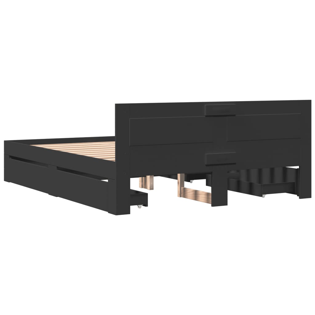 Bedframe met hoofdeinde zonder matras 160x200 cm zwart