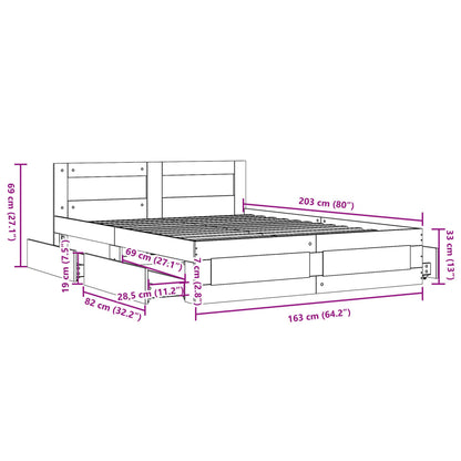 Bedframe met hoofdeinde zonder matras 160x200 cm zwart