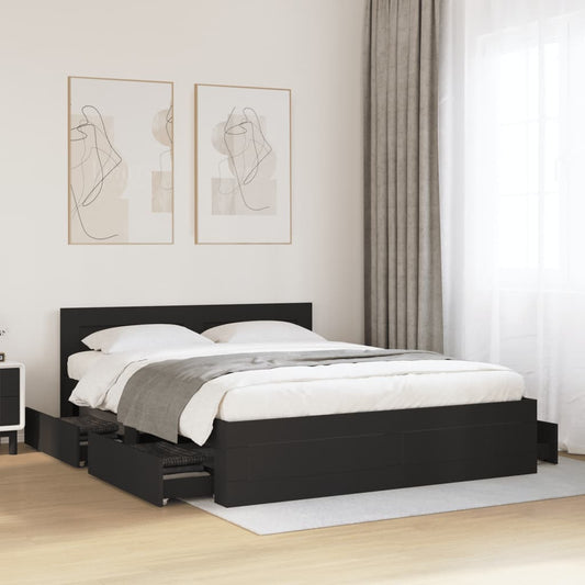 Bedframe met hoofdeinde zonder matras 160x200 cm zwart