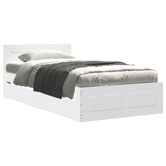 Bedframe met hoofdeinde zonder matras 90x200 cm wit