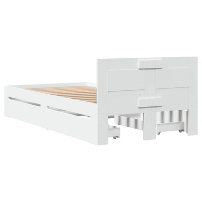 Bedframe met hoofdeinde zonder matras 90x200 cm wit
