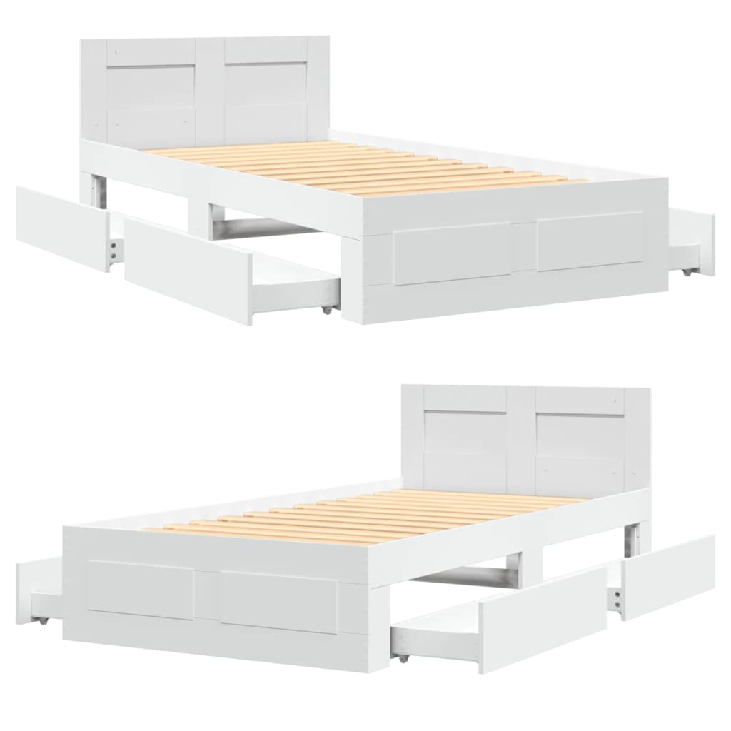 Bedframe met hoofdeinde zonder matras 90x200 cm wit