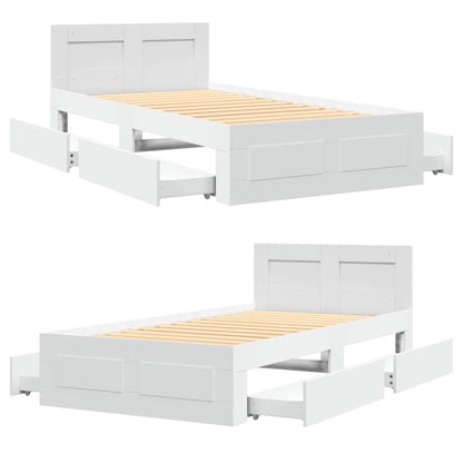 Bedframe met hoofdeinde zonder matras 90x200 cm wit