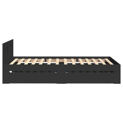 Bedframe met hoofdeinde zonder matras 90x200 cm zwart