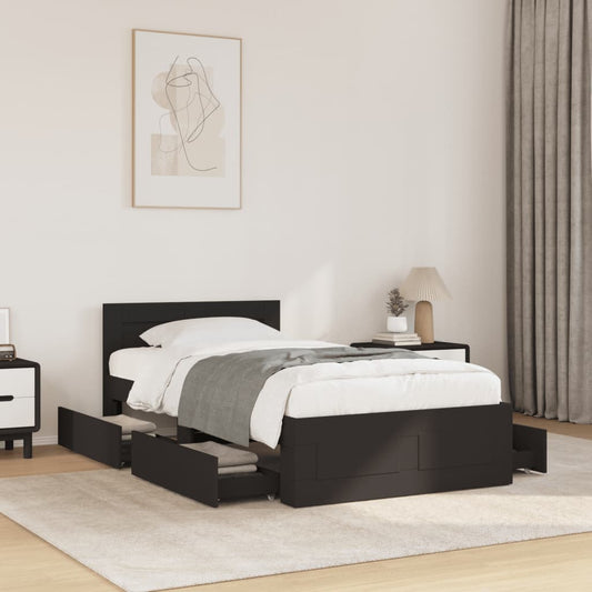Bedframe met hoofdeinde zonder matras 90x200 cm zwart