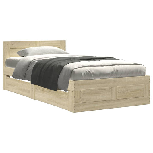 Bedframe met hoofdeinde bewerkt hout sonoma eiken 100x200 cm