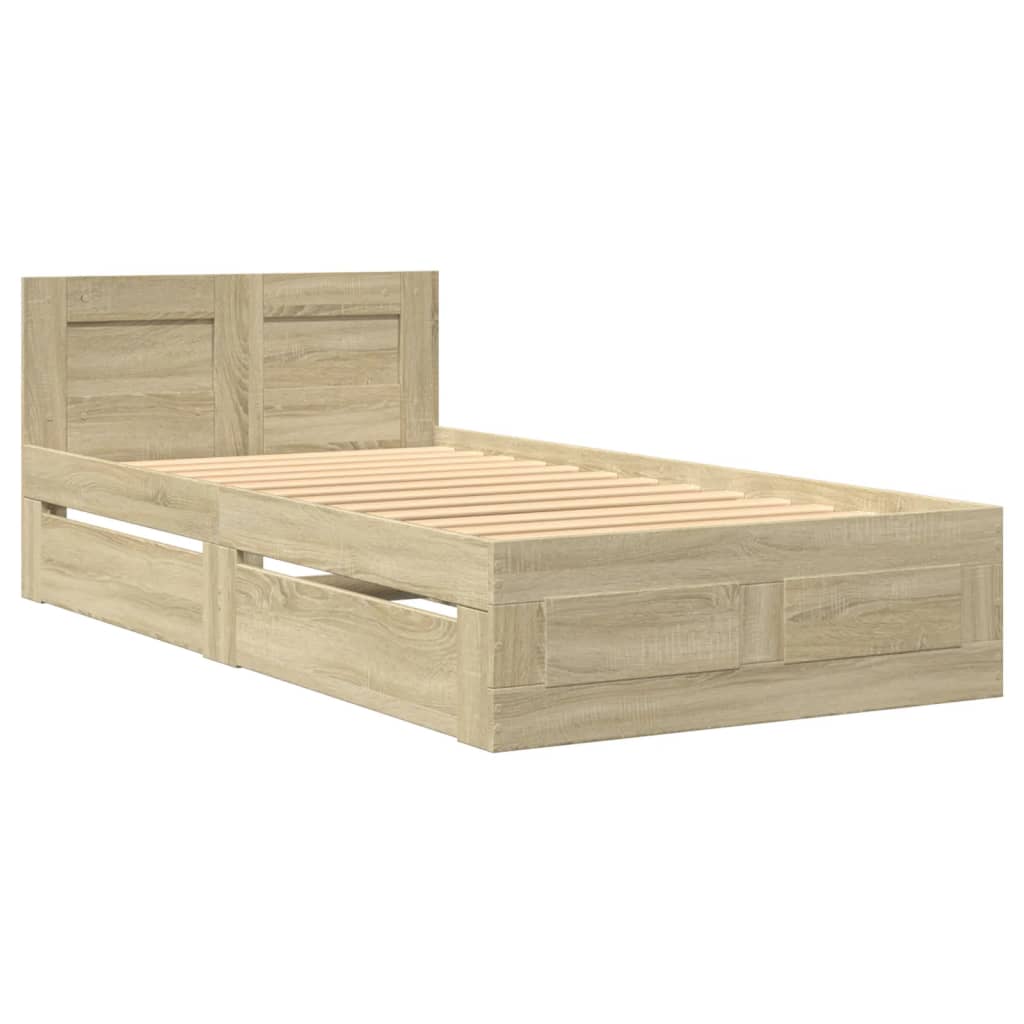 Bedframe met hoofdeinde bewerkt hout sonoma eiken 100x200 cm