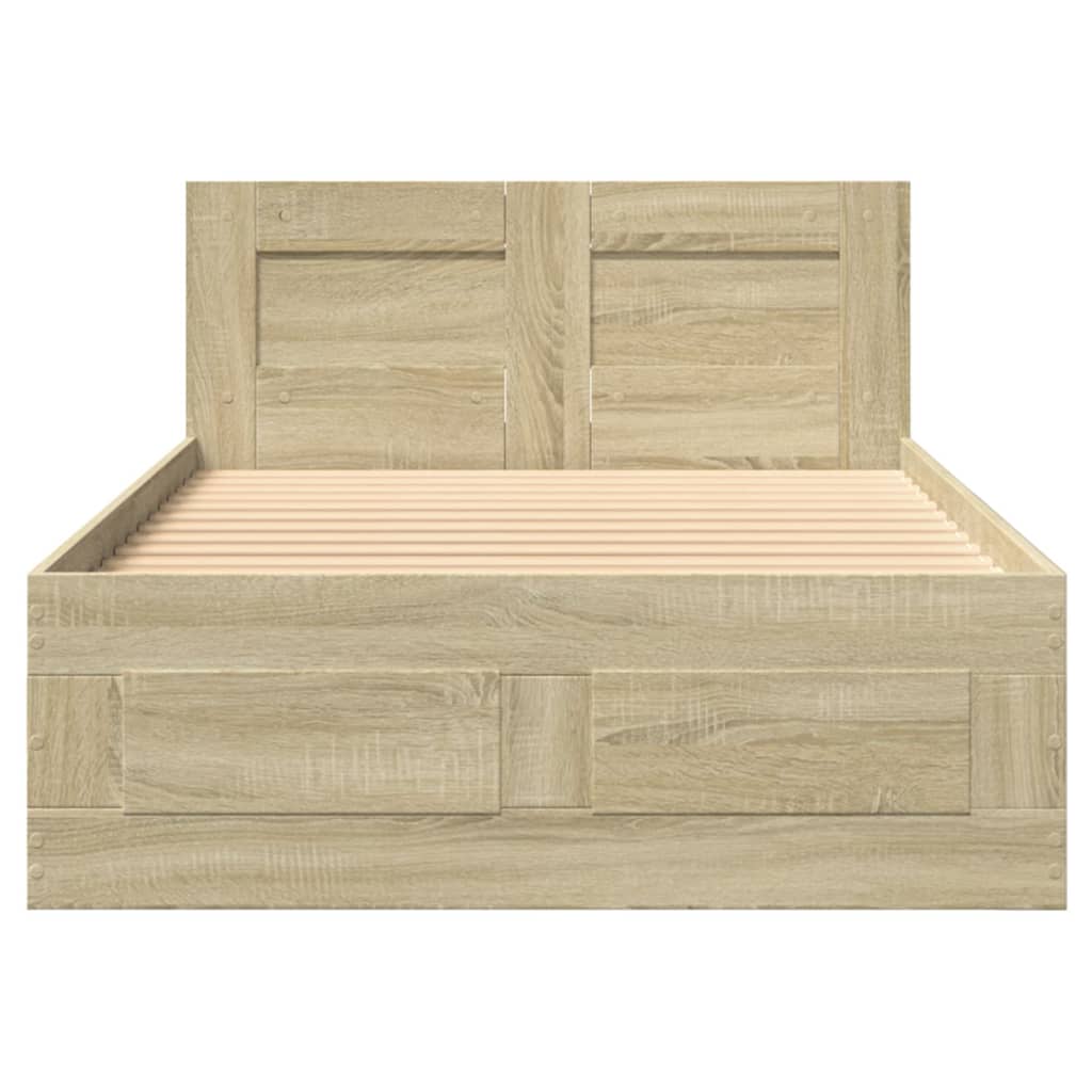 Bedframe met hoofdeinde bewerkt hout sonoma eiken 100x200 cm