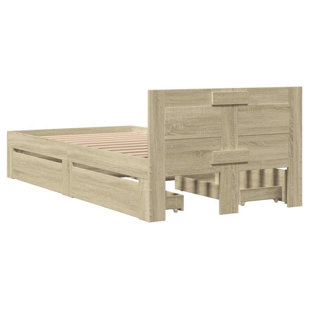 Bedframe met hoofdeinde bewerkt hout sonoma eiken 100x200 cm