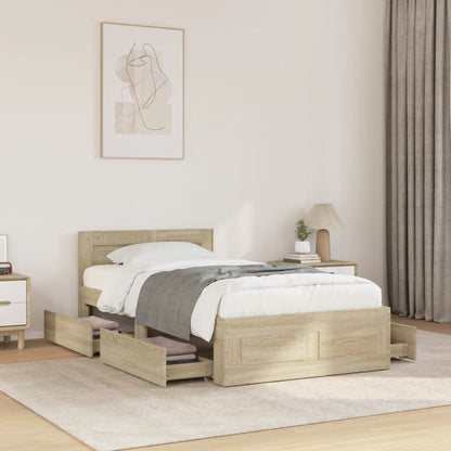 Bedframe met hoofdeinde bewerkt hout sonoma eiken 100x200 cm