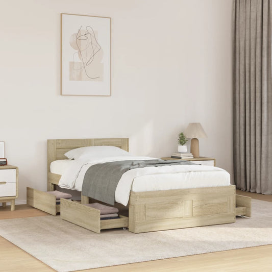 Bedframe met hoofdeinde bewerkt hout sonoma eiken 100x200 cm