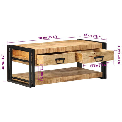 Salontafel 90x50x38 cm massief ruw mangohout