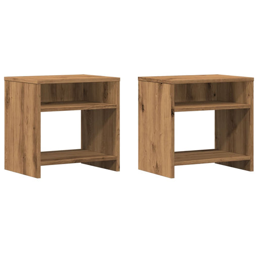 Nachtkastjes 2 st 40x30x40 cm bewerkt hout artisanaal eiken