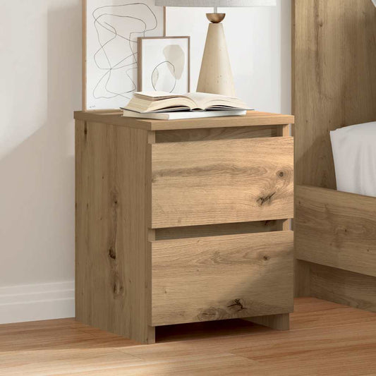 Nachtkastjes 2 st 30x30x40cm bewerkt hout artisanaal eikenkleur