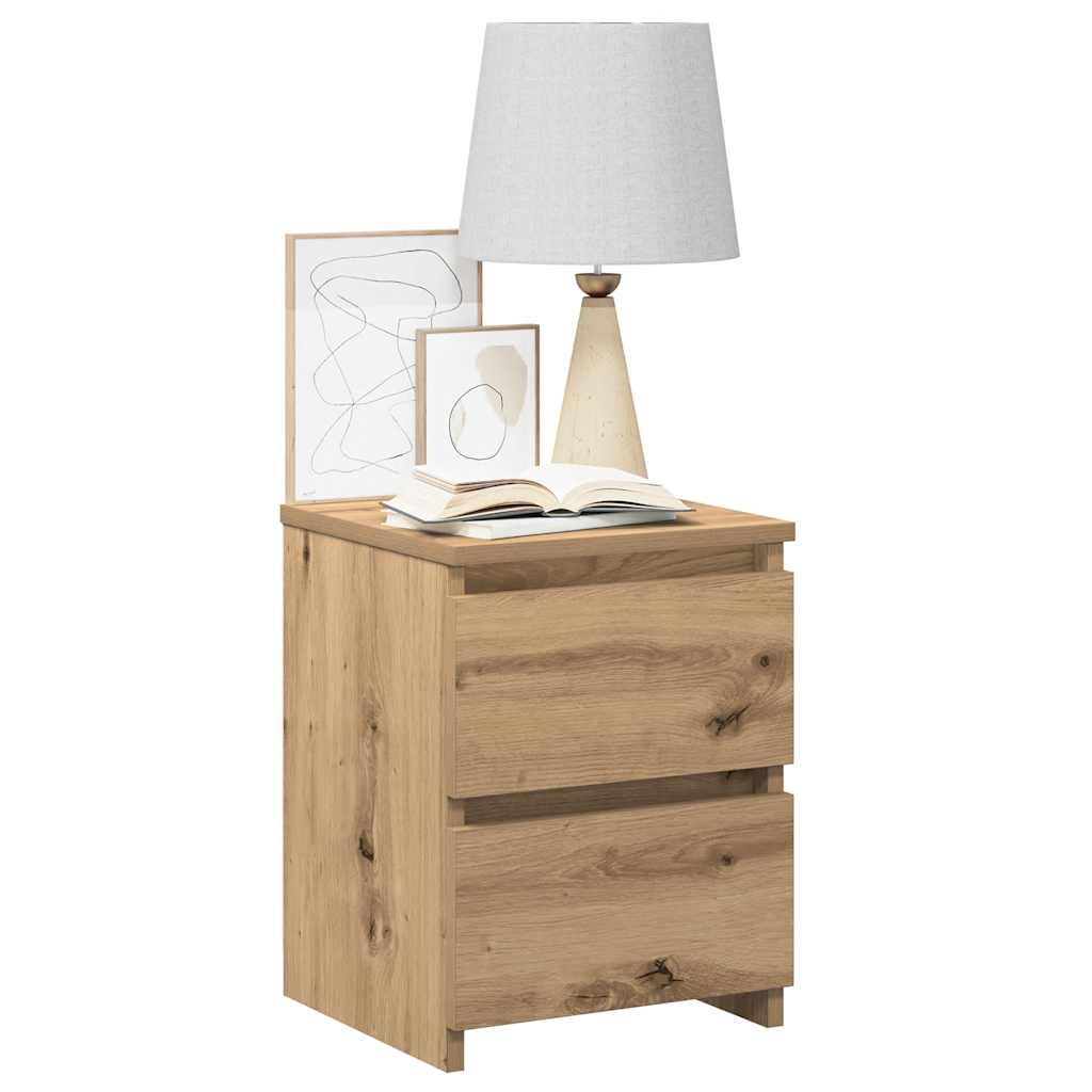 Nachtkastjes 2 st 30x30x40cm bewerkt hout artisanaal eikenkleur