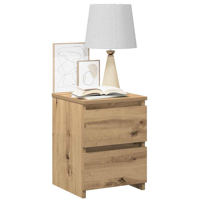 Nachtkastjes 2 st 30x30x40cm bewerkt hout artisanaal eikenkleur