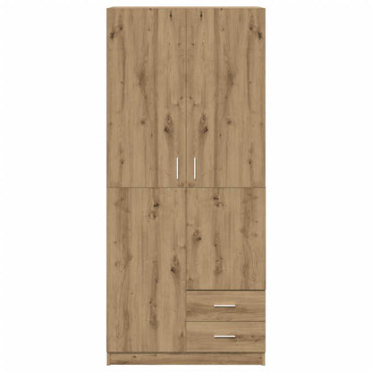 Kledingkast 80x52x180 cm bewerkt hout artisanaal eikenkleurig