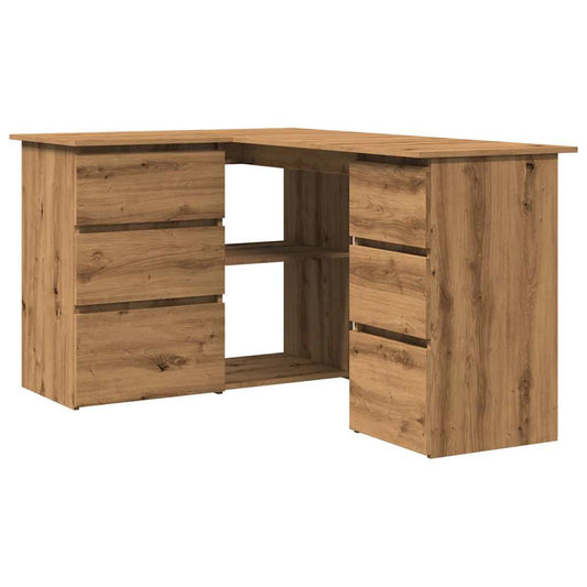 Hoekbureau 145x100x76 cm bewerkt hout ambachtelijk eikenkleur