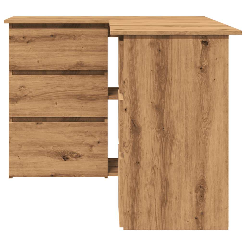 Hoekbureau 145x100x76 cm bewerkt hout ambachtelijk eikenkleur