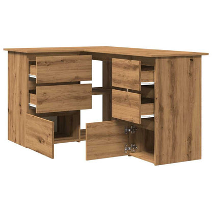 Hoekbureau 145x100x76 cm bewerkt hout ambachtelijk eikenkleur