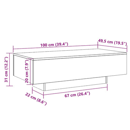 Salontafel 100x49,5x31 cm bewerkt hout oud houtkleurig