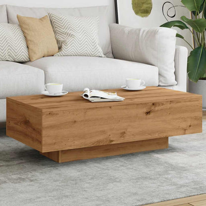 Salontafel 100x49,5x31 cm bewerkt hout artisanaal eikenkleur
