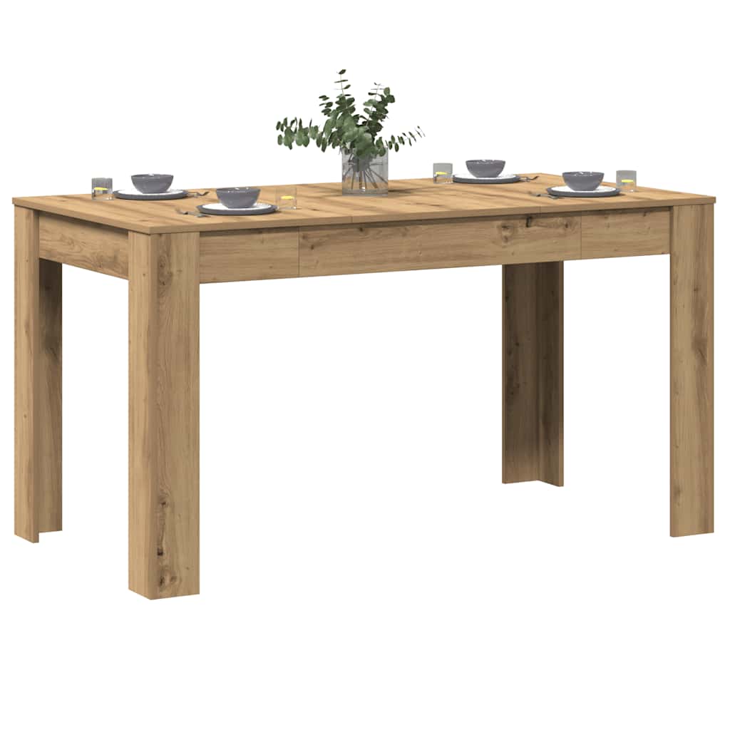 Eettafel 140x74,5x76 cm bewerkt hout artisanaal eikenkleurig