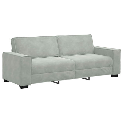 Driezitsbank 180 cm fluweel lichtgrijs