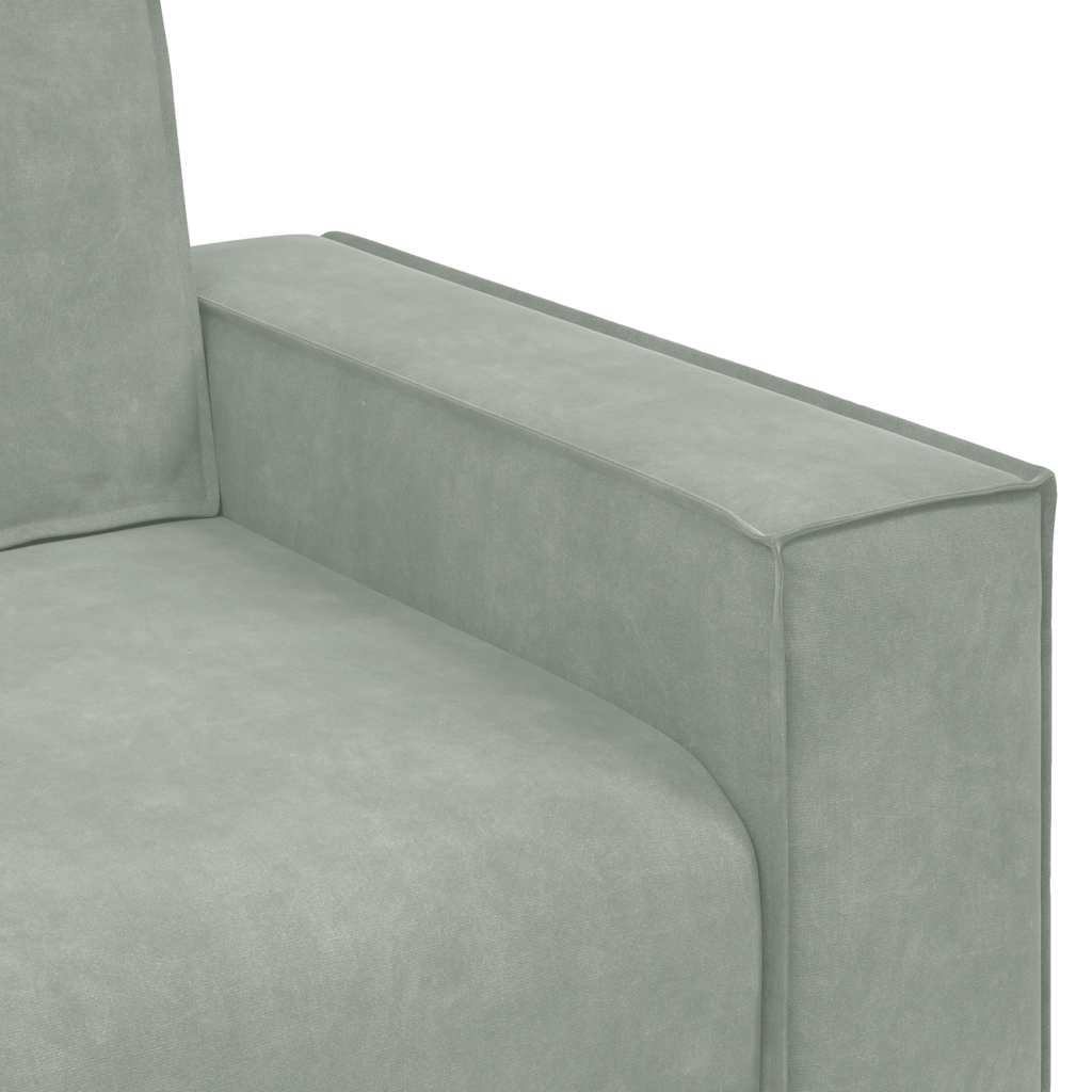 Driezitsbank 180 cm fluweel lichtgrijs