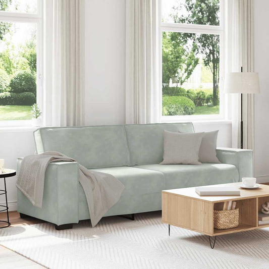 Driezitsbank 180 cm fluweel lichtgrijs