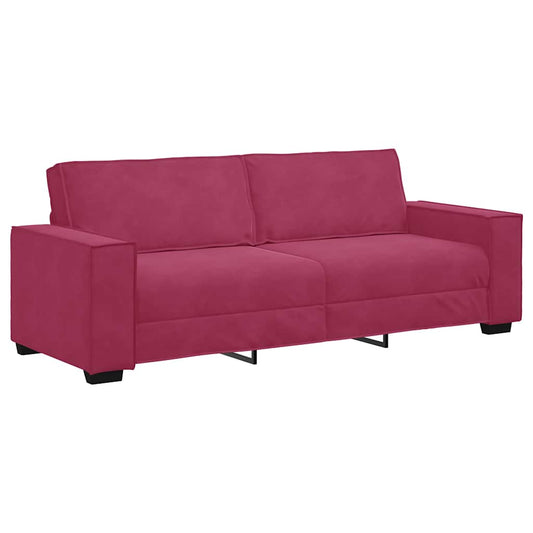 Driezitsbank 180 cm fluweel wijnrood