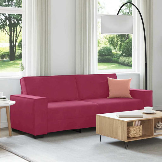 Driezitsbank 180 cm fluweel wijnrood