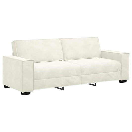 Driezitsbank 180 cm fluweel crèmekleurig