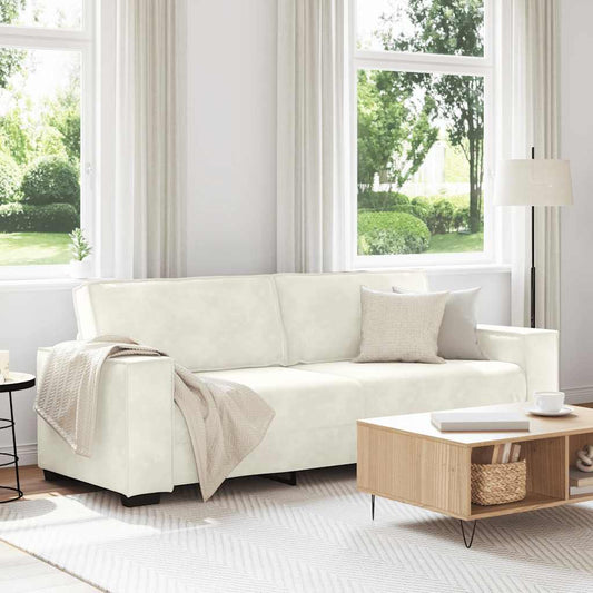 Driezitsbank 180 cm fluweel crèmekleurig