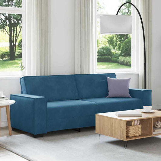 Driezitsbank 180 cm fluweel blauw
